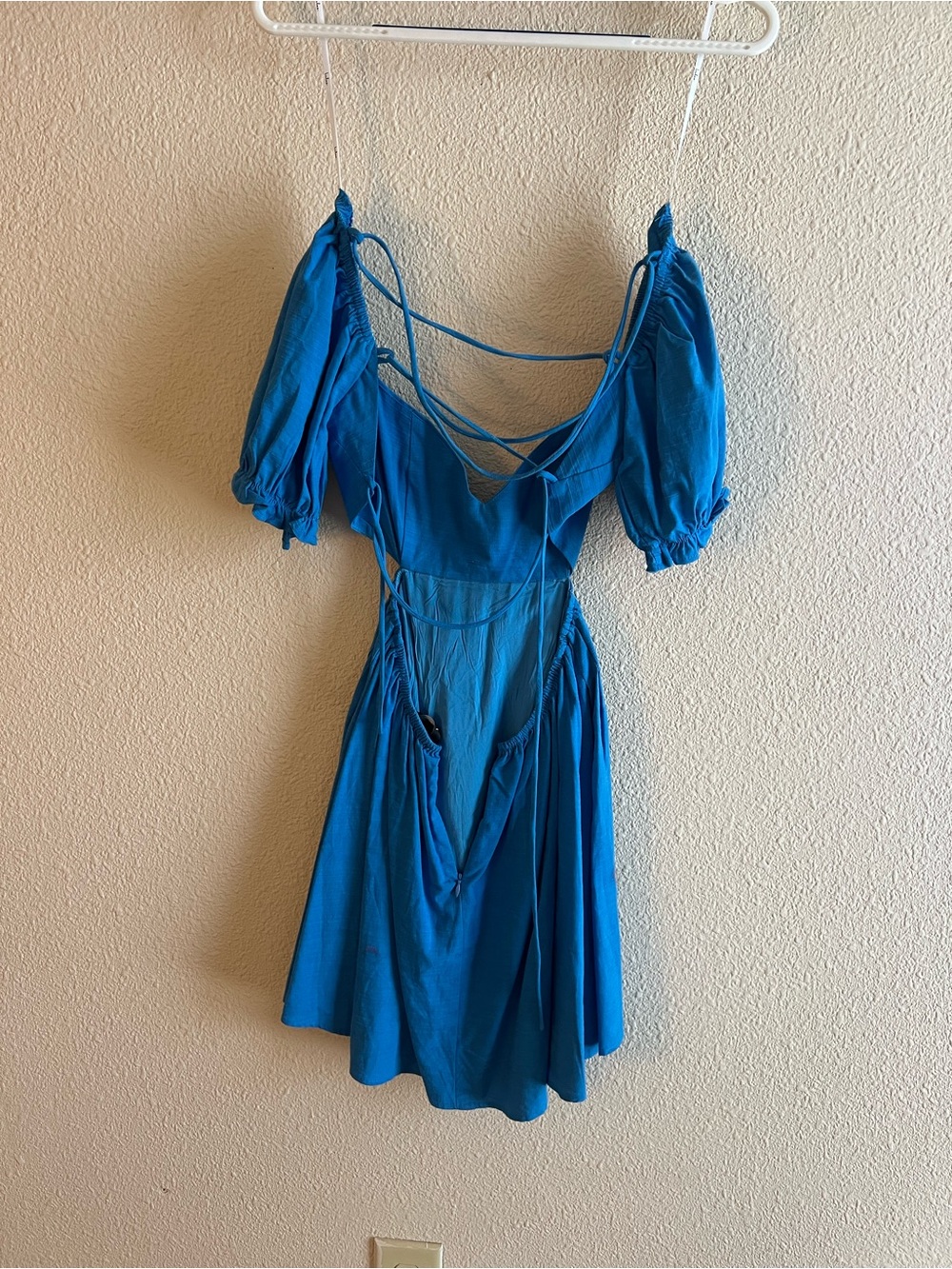 Lulu's Bright Blue Sweetheart Puff-Sleeve Mini Dress - Picture 5 of 5